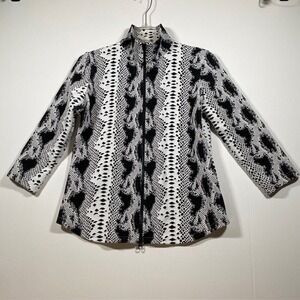 SnoSkins Jacket Womens Black White‎ Snake Print Full Zip Lightweight Activewear